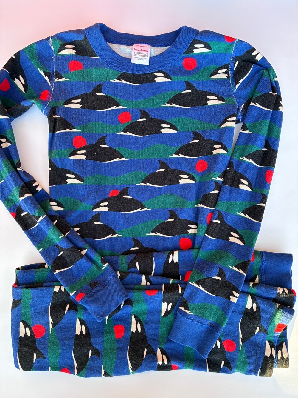 VGUC Hanna Andersson Orca Print Pajama Set 140